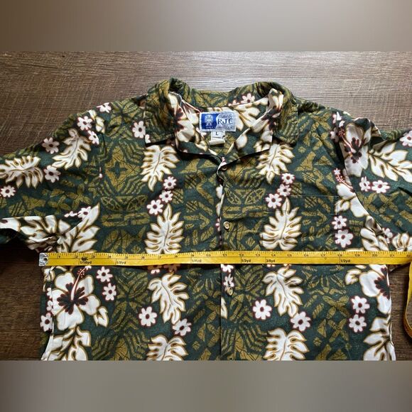 Styled by RJC Vintage authentic Hawaiian shirt mens sz L green luau vacation EUC - Picture 7 of 11